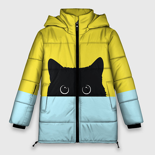 Женская зимняя куртка Кот в засаде / 3D-Черный – фото 1
