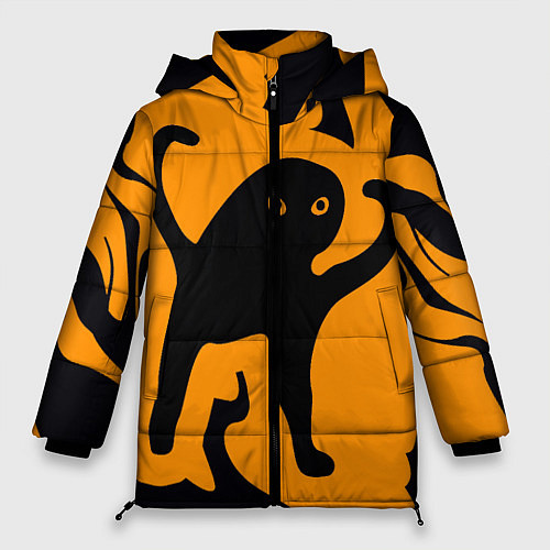 Женская зимняя куртка Кот- мем / 3D-Черный – фото 1