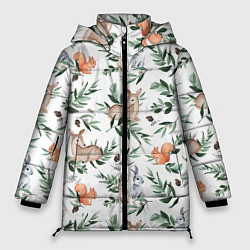 Куртка зимняя женская Лесные животные, цвет: 3D-светло-серый
