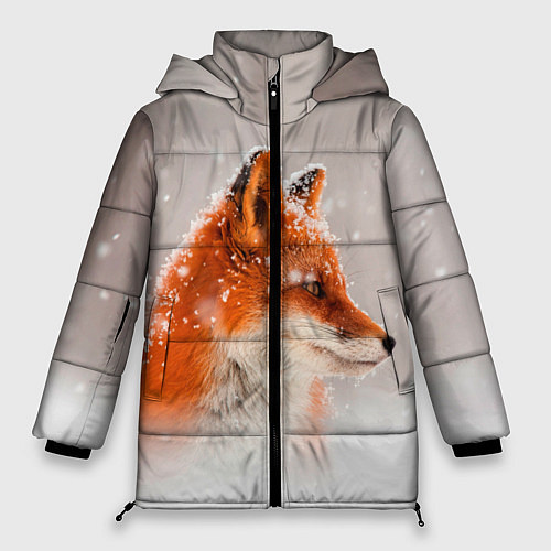 Женская зимняя куртка Лиса и снег / 3D-Черный – фото 1