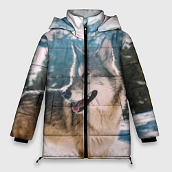 Куртка зимняя женская Волк и снег, цвет: 3D-красный