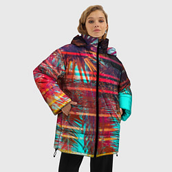 Куртка зимняя женская Palm glitch art, цвет: 3D-черный — фото 2