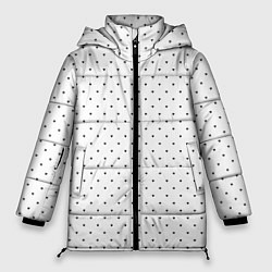 Куртка зимняя женская Сердечки черные на белом, цвет: 3D-черный