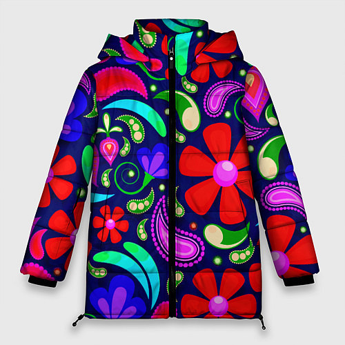 Женская зимняя куртка Flower$$$ / 3D-Черный – фото 1