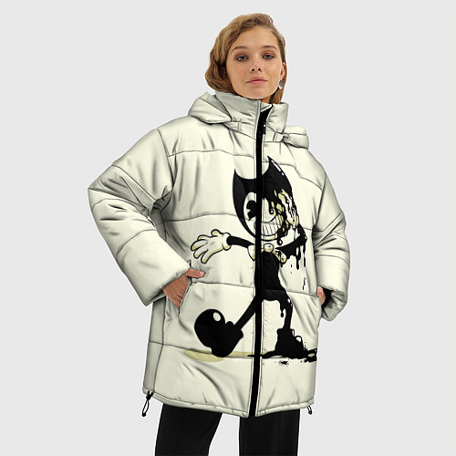 Женская зимняя куртка Bendy And The Ink Machine / 3D-Светло-серый – фото 3