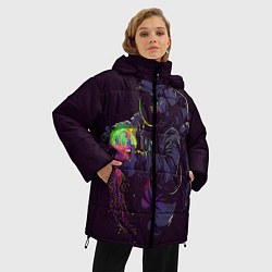Куртка зимняя женская Медуза и космонавт, цвет: 3D-черный — фото 2
