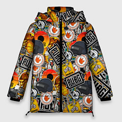 Куртка зимняя женская PUBG STICKER, цвет: 3D-черный