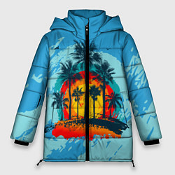Куртка зимняя женская Море Пальмы Песок, цвет: 3D-черный