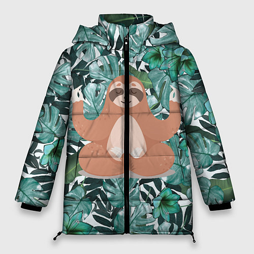 Женская зимняя куртка Ленивец Йог / 3D-Черный – фото 1