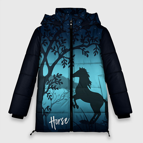 Женская зимняя куртка Конь / 3D-Черный – фото 1