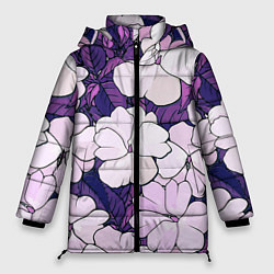 Женская зимняя куртка Фиолетовые цветы