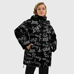 Куртка зимняя женская BTS имена, цвет: 3D-черный — фото 2