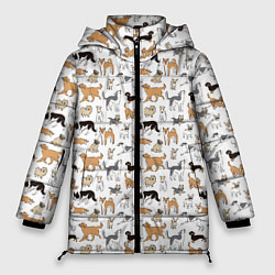 Куртка зимняя женская Узор собаки много, цвет: 3D-черный