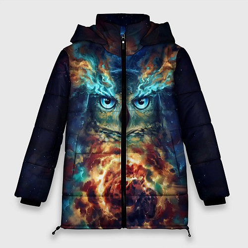 Женская зимняя куртка Сова Космос / 3D-Черный – фото 1