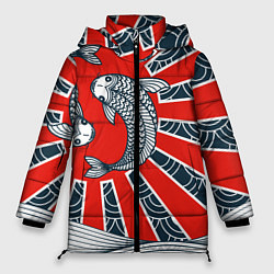 Куртка зимняя женская Карпы Кои, цвет: 3D-красный
