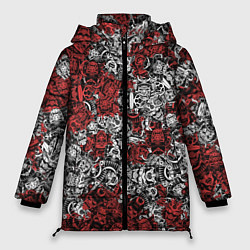 Куртка зимняя женская Красные и Белые самураи, цвет: 3D-красный