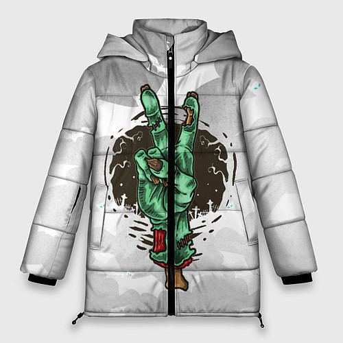 Женская зимняя куртка Zombie peace hand / 3D-Черный – фото 1