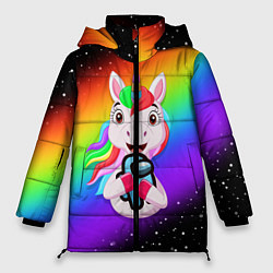 Куртка зимняя женская AMONG US - С ЕДИНОРОГОМ, цвет: 3D-черный
