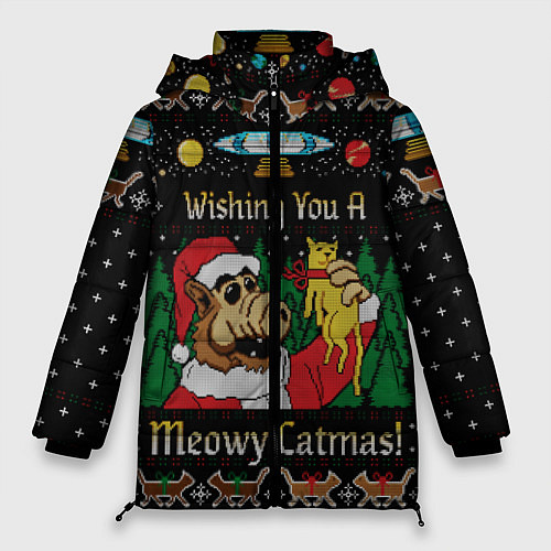 Женская зимняя куртка Wishing you a meowy catmas / 3D-Черный – фото 1