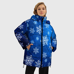 Куртка зимняя женская Новый Год Снежинки, цвет: 3D-черный — фото 2