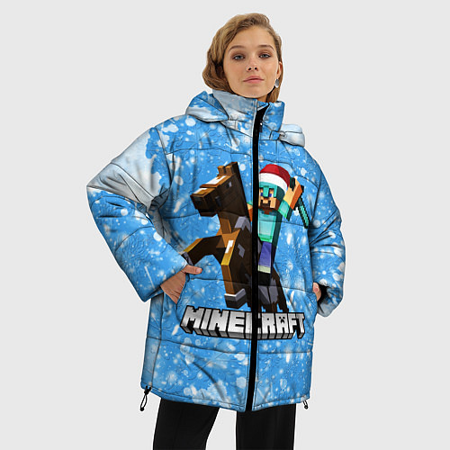 Женская зимняя куртка Новогодний Манкрафт / 3D-Светло-серый – фото 3