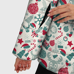 Куртка зимняя женская Новогодняя Символика, цвет: 3D-красный — фото 2