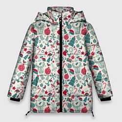Куртка зимняя женская Новогодняя Символика, цвет: 3D-красный