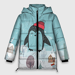 Куртка зимняя женская Милый пингвин, цвет: 3D-черный