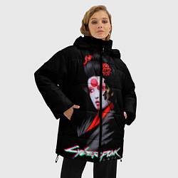 Куртка зимняя женская CYBERPUNK 2077 JAPAN, цвет: 3D-красный — фото 2