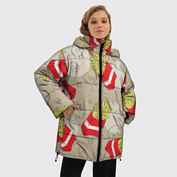 Куртка зимняя женская Фастфуд - Картошка фри, цвет: 3D-черный — фото 2