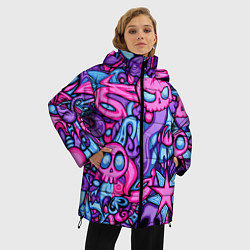 Куртка зимняя женская Граффити монстры, цвет: 3D-черный — фото 2