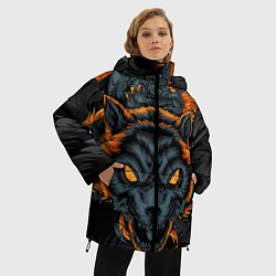 Куртка зимняя женская Волк и дракон, цвет: 3D-красный — фото 2