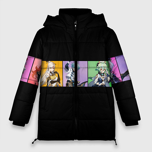 Женская зимняя куртка Genshin Impact - Полоса / 3D-Черный – фото 1