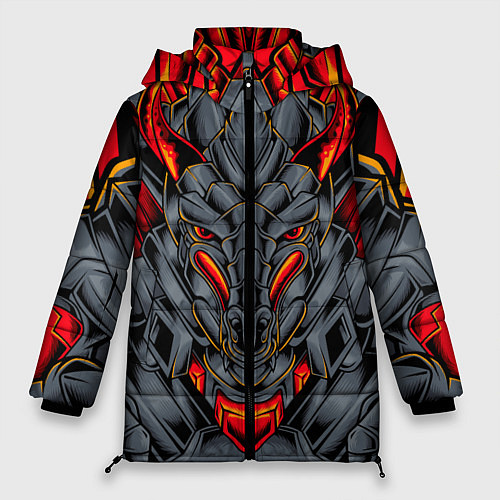 Женская зимняя куртка Механический дракон / 3D-Черный – фото 1