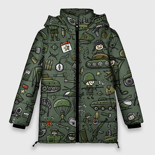 Женская зимняя куртка Военные атрибуты / 3D-Черный – фото 1