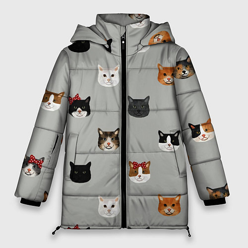 Женская зимняя куртка Кошечки / 3D-Черный – фото 1
