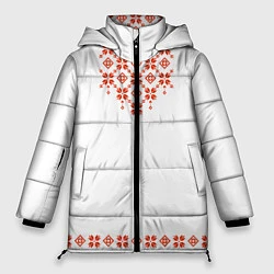 Куртка зимняя женская Белорусская вышиванка, цвет: 3D-красный