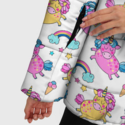Куртка зимняя женская Цветные Единорожки Паттерн, цвет: 3D-черный — фото 2