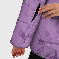 Куртка зимняя женская Листья на фиолетовом фоне, цвет: 3D-красный — фото 2