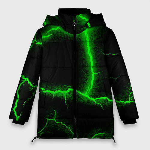 Женская зимняя куртка К - 13 зелёная трещина 3D / 3D-Черный – фото 1