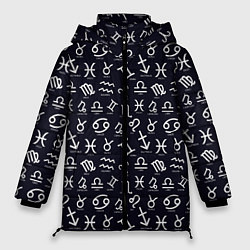 Куртка зимняя женская Знаки Зодиака, цвет: 3D-черный