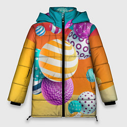 Куртка зимняя женская Мячики, цвет: 3D-черный
