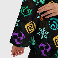 Куртка зимняя женская GENSHIN IMPACT ЭМБЛЕМЫ, цвет: 3D-черный — фото 2