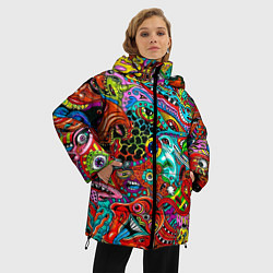 Куртка зимняя женская Яркая абстракция bright abstraction, цвет: 3D-красный — фото 2