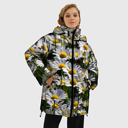 Куртка зимняя женская Ромашки, цвет: 3D-черный — фото 2