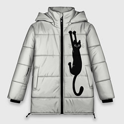 Куртка зимняя женская Испуганный кот, цвет: 3D-светло-серый