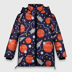 Куртка зимняя женская Корабли, планеты и спутники, цвет: 3D-черный