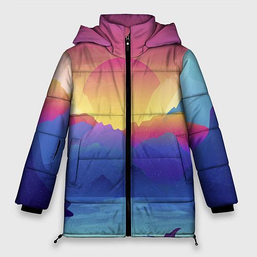 Женская зимняя куртка Красочные Горы / 3D-Черный – фото 1