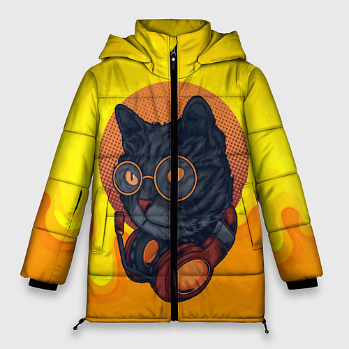 Женская зимняя куртка D j Cat Кот диджей / 3D-Черный – фото 1