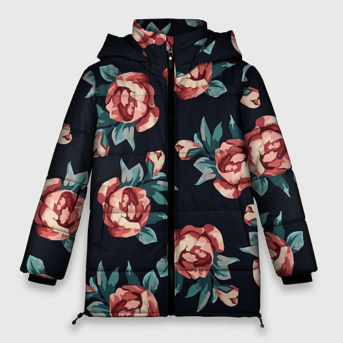 Женская зимняя куртка Розы / 3D-Черный – фото 1